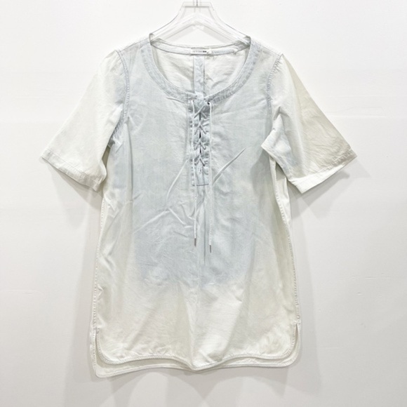 Rag & Bone Lace-Up Bleached Shift Denim Dress L - Picture 1 of 9
